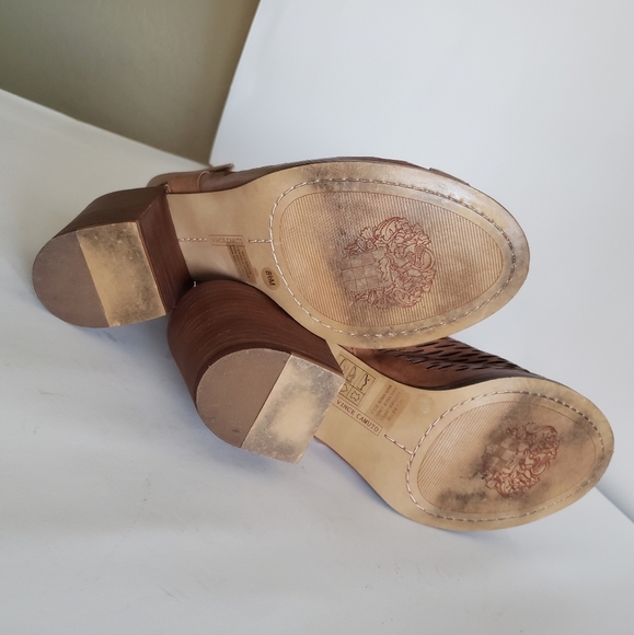 VINCE CAMUTO Shoes Heels Slingback Open Toe Brown Leather Size 8.5M - Picture 10 of 16